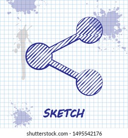 Sketch line Share icon isolated on white background. Share, sharing, communication pictogram, social media, connection, network, distribute sign.  Vector Illustration