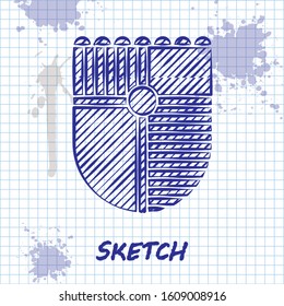 Sketch line Shield for game icon isolated on white background.  Vector Illustration