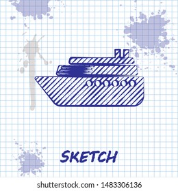 Sketch line Ship icon isolated on white background.  Vector Illustration