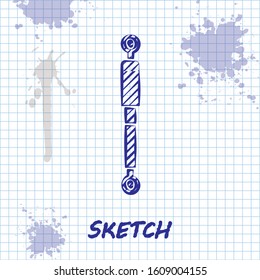 Sketch line Shock absorber icon isolated on white background.  Vector Illustration