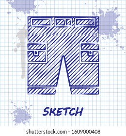 Sketch line Short or pants icon isolated on white background.  Vector Illustration