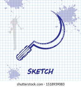 Sketch line Sickle icon isolated on white background. Reaping hook sign.  Vector Illustration