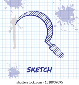 Sketch line Sickle icon isolated on white background. Reaping hook sign.  Vector Illustration