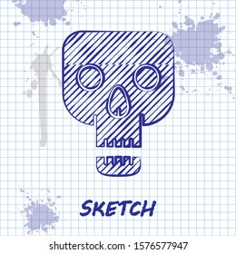 Sketch line Skull icon isolated on white background. Happy Halloween party.  Vector Illustration
