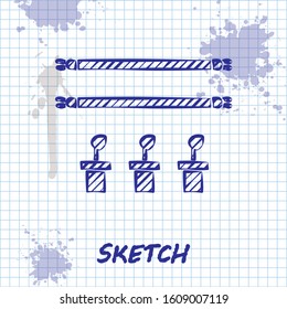 Sketch line Smart farm with light bulb and plant symbol icon isolated on white background.  Vector Illustration