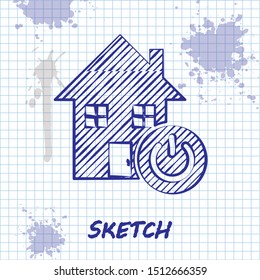 Sketch line Smart home icon isolated on white background. Remote control.  Vector Illustration