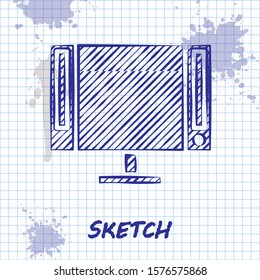 Sketch line Smart Tv icon isolated on white background. Television sign.  Vector Illustration