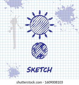 Sketch line Solstice icon isolated on white background.  Vector Illustration