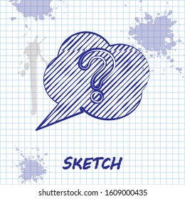 Sketch line Speech bubble and Question icon isolated on white background. FAQ sign. Copy files, chat speech bubble and chart.  Vector Illustration