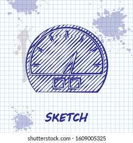 Sketch line Speedometer icon isolated on white background.  Vector Illustration
