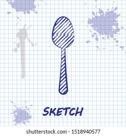 Sketch line Spoon icon isolated on white background. Cooking utensil. Cutlery sign.  Vector Illustration