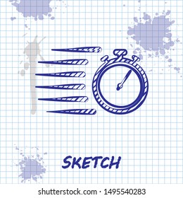 Sketch line Stopwatch icon isolated on white background. Time timer sign. Chronometer sign.  Vector Illustration