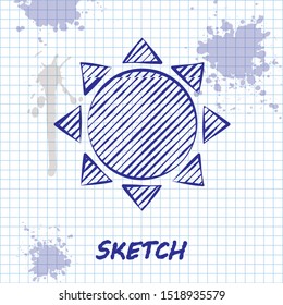 Sketch line Sun icon isolated on white background.  Vector Illustration