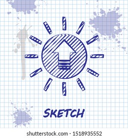 Sketch line Sunset icon isolated on white background.  Vector Illustration