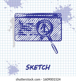 Sketch line System bug concept icon isolated on white background. Code bug concept. Bug in the system. Bug searching.  Vector Illustration