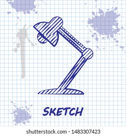 Sketch line Table lamp icon isolated on white background. Table office lamp.  Vector Illustration