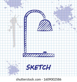 Sketch line Table lamp icon isolated on white background.  Vector Illustration