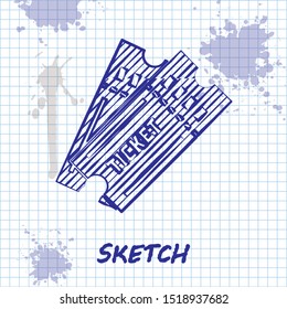 Sketch line Ticket icon isolated on white background.  Vector Illustration