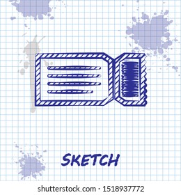 Sketch line Ticket icon isolated on white background.  Vector Illustration