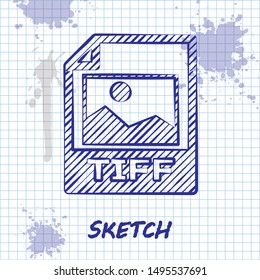 Sketch line TIFF file document. Download tiff button icon isolated on white background. TIFF file symbol.  Vector Illustration