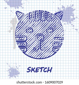 Sketch line Tiger zodiac sign icon isolated on white background. Astrological horoscope collection.  Vector Illustration