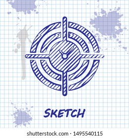 Sketch line Time Management icon isolated on white background. Clock and gear sign. Productivity symbol.  Vector Illustration