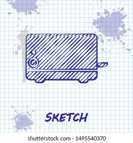 Sketch line Toaster icon isolated on white background.  Vector Illustration