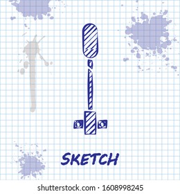 Sketch line Torch flame icon isolated on white background. Symbol fire hot, flame power, flaming and heat.  Vector Illustration
