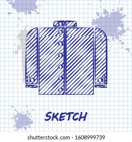 Sketch line T-shirt icon isolated on white background.  Vector Illustration