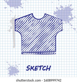 Sketch line T-shirt icon isolated on white background.  Vector Illustration