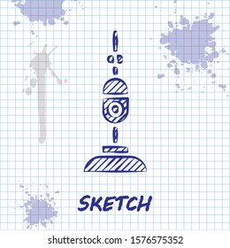 Sketch line Vacuum cleaner icon isolated on white background.  Vector Illustration