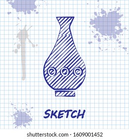 Sketch line Vase icon isolated on white background.  Vector Illustration