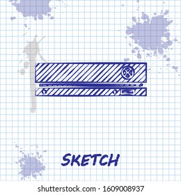Sketch line Video game console icon isolated on white background.  Vector Illustration