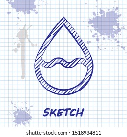 Sketch line Water drop icon isolated on white background.  Vector Illustration