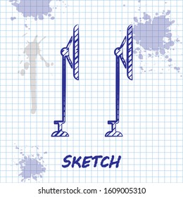 Sketch line Windscreen wiper icon isolated on white background.  Vector Illustration