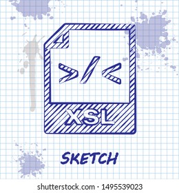 Sketch line XSL file document. Download xsl button icon isolated on white background. Excel file symbol.  Vector Illustration