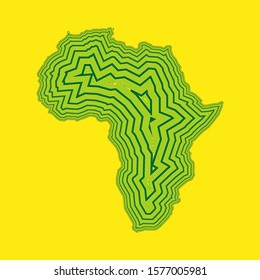 Sketch linear african continent map banner. Line africa style poster. Flat thin line africa image. Dark Continent striped abstract. Africa linear map background. African continent timbered silhouette