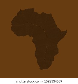 Sketch linear african continent map banner. Line africa style poster. Flat thin line africa image. Dark Continent striped abstract. Africa linear map background. African continent timbered silhouette