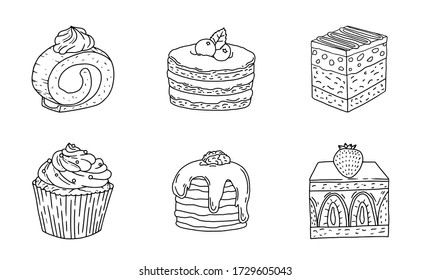 Sketch linear cake vector set