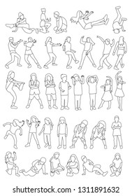 sketch, lines, people set