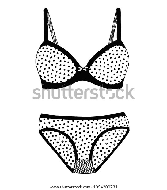 Dibujo de lencería. Bra y bragas.: vector de stock (libre de regalías)  1054200731 | Shutterstock