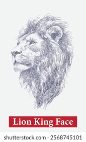 Sketch of the lion king's face drawn