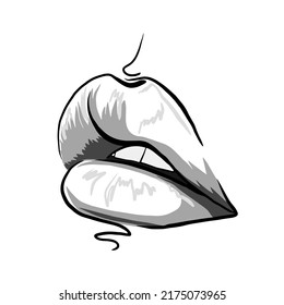 Sketch of lips. Hand drawn illustration.