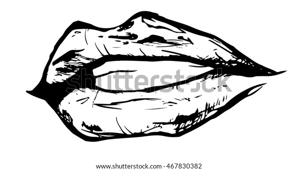 Sketch Lips Hand Drawn Sketch Vector Stock Vector Royalty Free