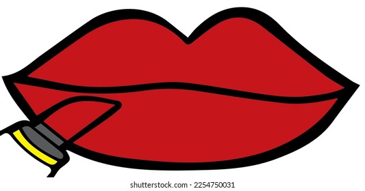 sketch of the lips with the lipstick used.