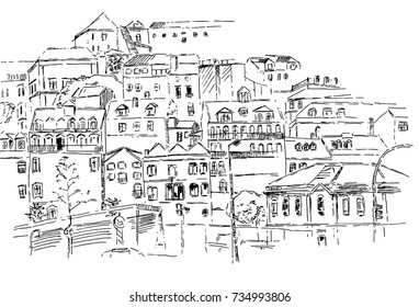 Sketch of Lisbon city view