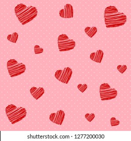 Sketch little heart isolated on a pink background background. Vector illustration.