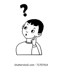 SKETCH. Little thinking boy.