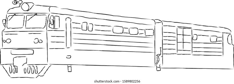 Sketch of a locomotive vector illustration