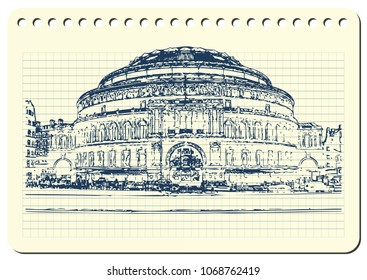 Sketch of London. Suitable for invitation, flyer, sticker, poster, banner, card, label, cover, web. Vector illustration.